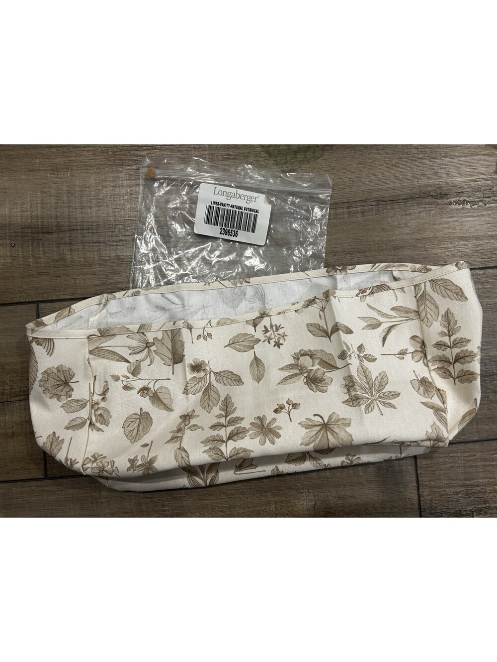 Longaberger Vanity Basket Liner Natural Botanical Fields NEW very rare!